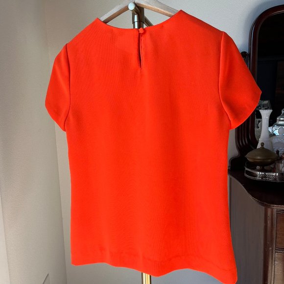j. crew short sleeve crepe blouse tee - red - size 0 - Picture 3 of 5